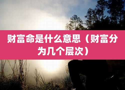 财富命是什么意思（财富分为几个层次）