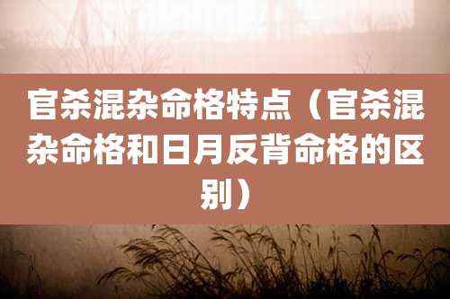 官杀混杂命格特点(官杀混杂命格和日月反背命格的区别)