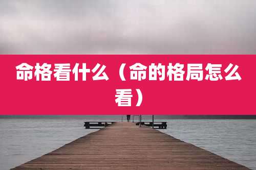 命格看什么(命的格局怎么看)