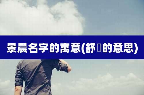 景晨名字的寓意(舒璟的意思)