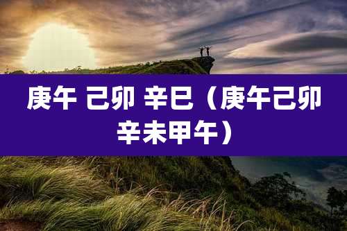 庚午 己卯 辛巳（庚午己卯辛未甲午）