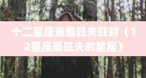 十二星座谁最旺夫旺财（12星座最旺夫的星座）