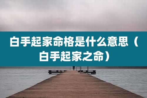 白手起家命格是什么意思(白手起家之命)