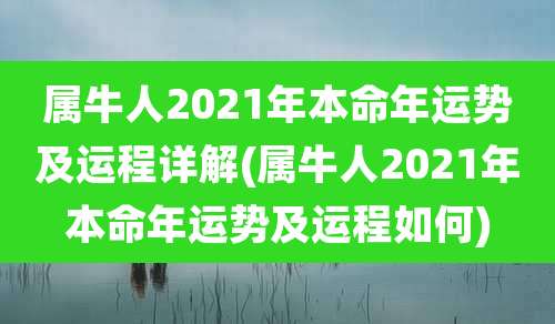 属牛人2021年本命年运势及运程详解(属牛人2021年本命年运势及运程如何)