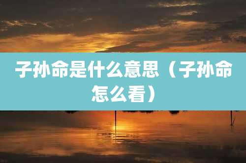 子孙命是什么意思(子孙命怎么看)