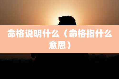 命格说明什么(命格指什么意思)