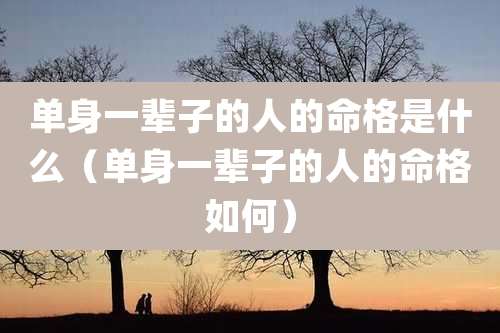 单身一辈子的人的命格是什么(单身一辈子的人的命格如何)
