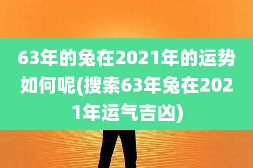 63年的兔在2021年的运势如何呢(搜索63年兔在2021年运气吉凶)