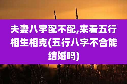 夫妻八字配不配,来看五行相生相克(五行八字不合能结婚吗)