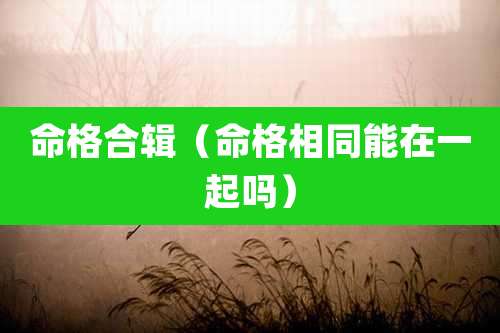 命格合辑(命格相同能在一起吗)