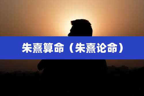 朱熹算命(朱熹论命)