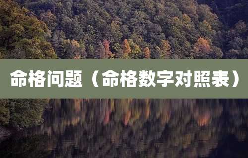 命格问题(命格数字对照表)