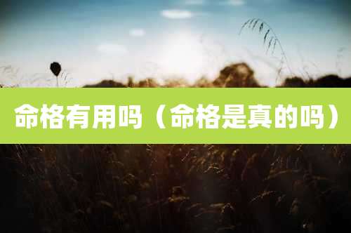 命格有用吗（命格是真的吗）