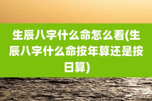 生辰八字什么命怎么看(生辰八字什么命按年算还是按日算)