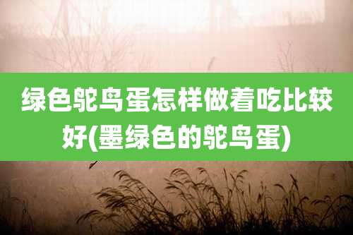 绿色鸵鸟蛋怎样做着吃比较好(墨绿色的鸵鸟蛋)