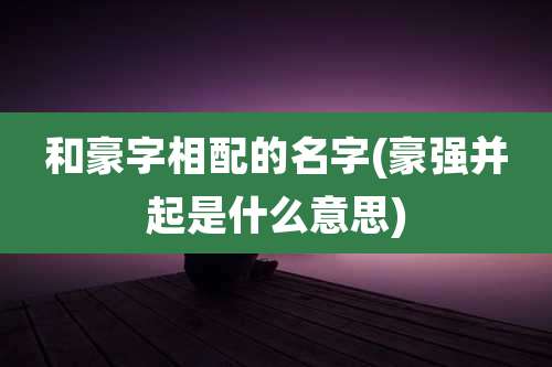 和豪字相配的名字(豪强并起是什么意思)