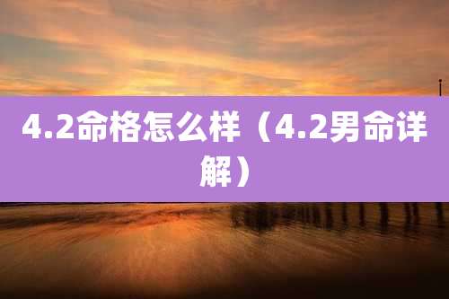 4.2命格怎么样(4.2男命详解)
