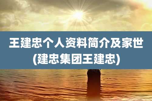 王建忠个人资料简介及家世(建忠集团王建忠)
