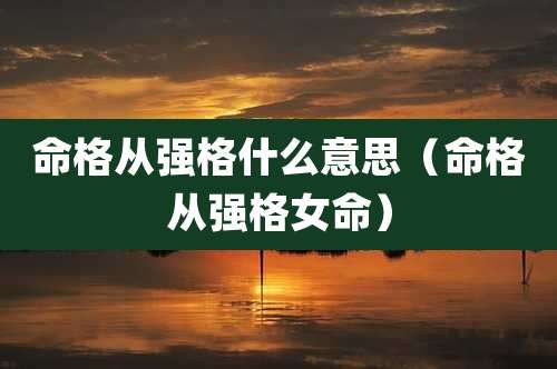 命格从强格什么意思(命格从强格女命)