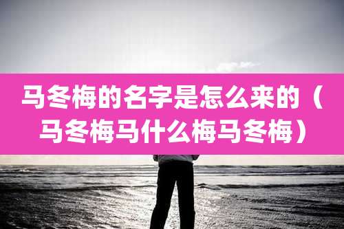 马冬梅的名字是怎么来的(马冬梅马什么梅马冬梅)