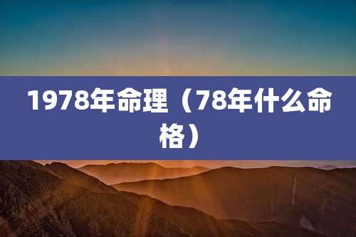 1978年命理(78年什么命格)