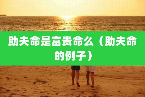 助夫命是富贵命么（助夫命的例子）
