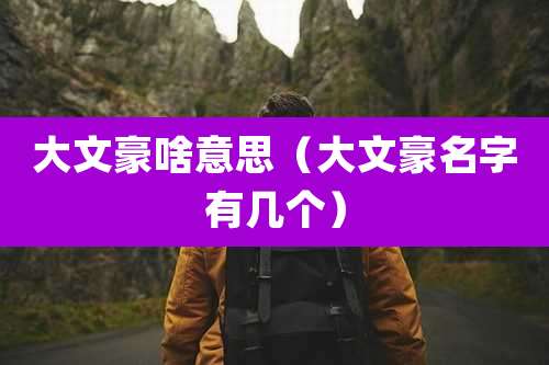 大文豪啥意思(大文豪名字有几个)