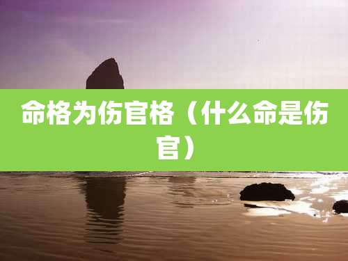 命格为伤官格（什么命是伤官）