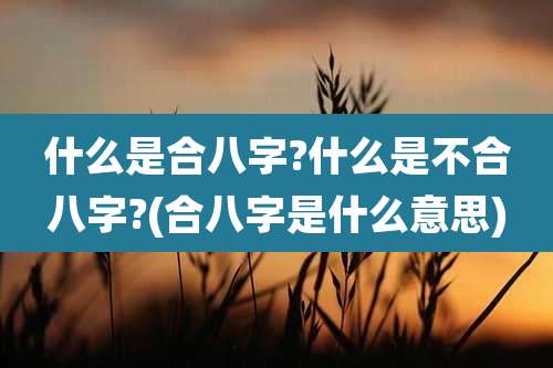 什么是合八字?什么是不合八字?(合八字是什么意思)