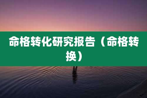 命格转化研究报告(命格转换)
