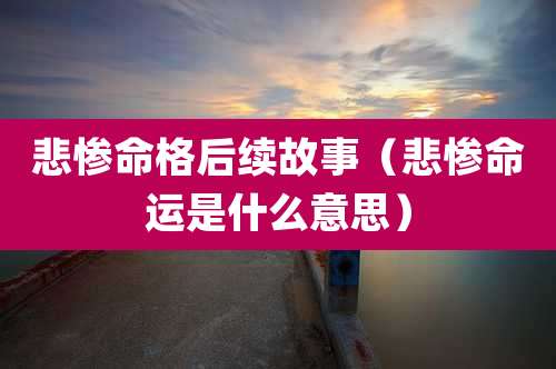 悲惨命格后续故事(悲惨命运是什么意思)
