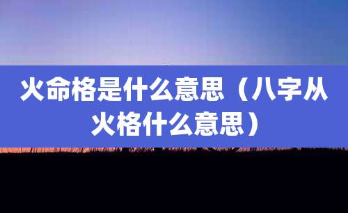 火命格是什么意思(八字从火格什么意思)