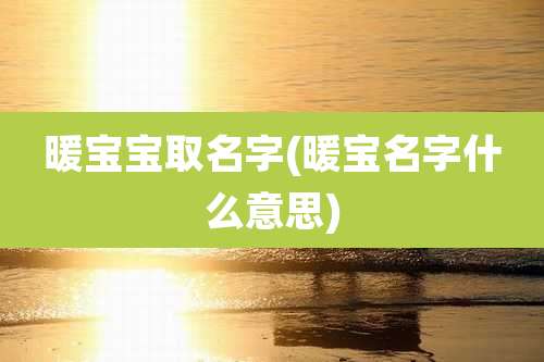 暖宝宝取名字(暖宝名字什么意思)
