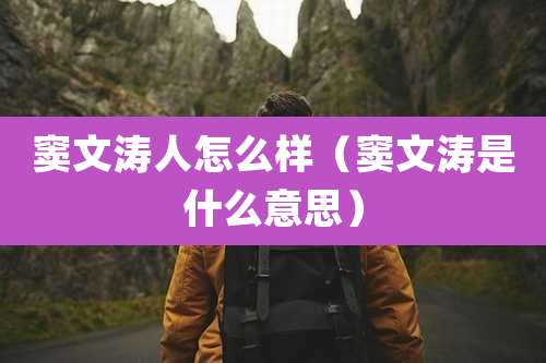 窦文涛人怎么样(窦文涛是什么意思)