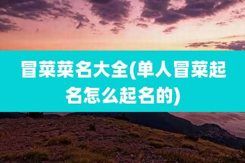 冒菜菜名大全(单人冒菜起名怎么起名的)