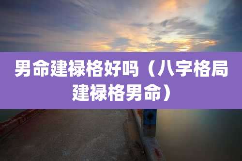 男命建禄格好吗(八字格局建禄格男命)