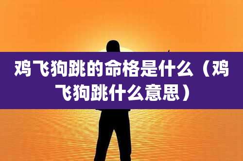 鸡飞狗跳的命格是什么(鸡飞狗跳什么意思)