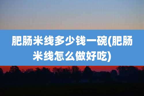 肥肠米线多少钱一碗(肥肠米线怎么做好吃)