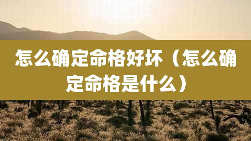 怎么确定命格好坏(怎么确定命格是什么)