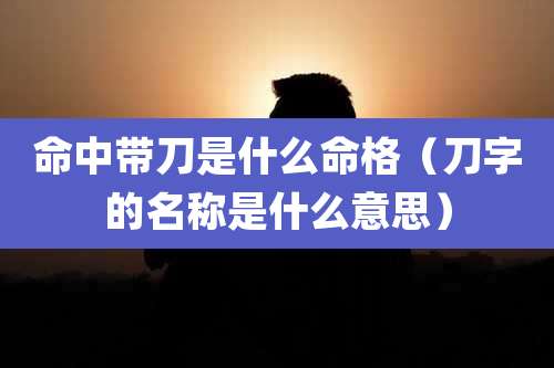 命中带刀是什么命格(刀字的名称是什么意思)