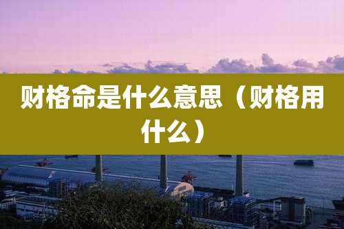 财格命是什么意思(财格用什么)
