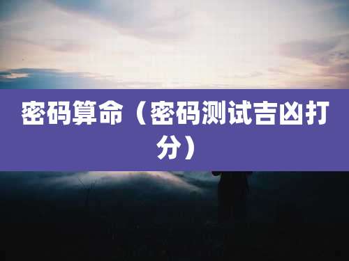 密码算命(密码测试吉凶打分)