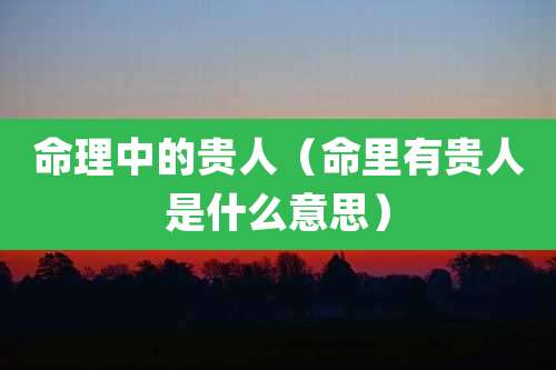 命理中的贵人(命里有贵人是什么意思)