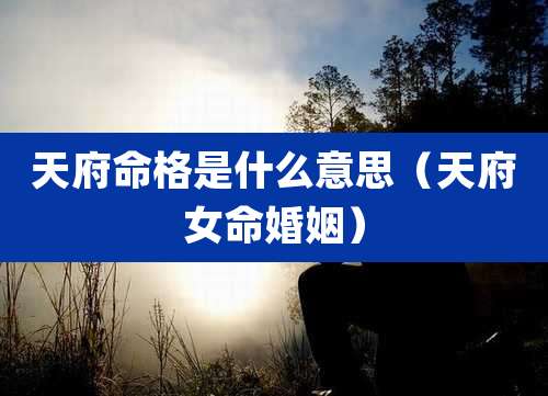 天府命格是什么意思(天府女命婚姻)