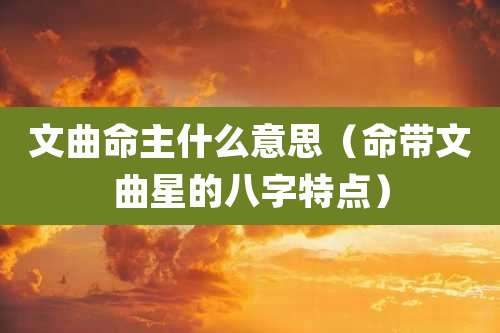 文曲命主什么意思(命带文曲星的八字特点)