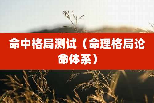 命中格局测试(命理格局论命体系)