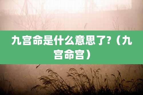 九宫命是什么意思了?（九宫命宫）