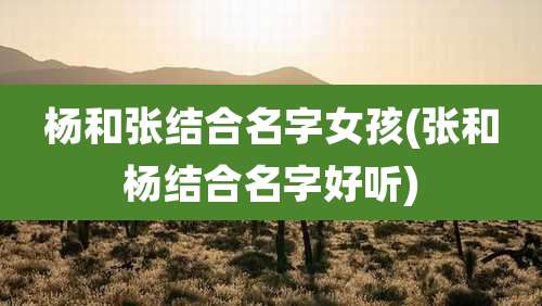 杨和张结合名字女孩(张和杨结合名字好听)