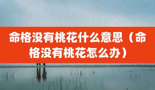 命格没有桃花什么意思(命格没有桃花怎么办)