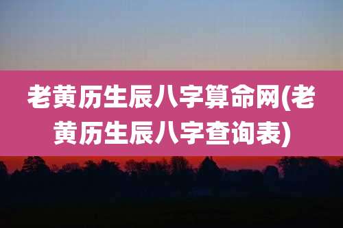老黄历生辰八字算命网(老黄历生辰八字查询表)